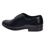 Pantofi barbati negri lac croco cu sireturi si finisaj lucios elegant
